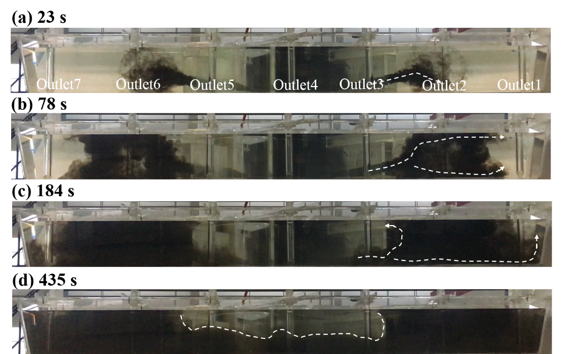 Trayectoria de dispersi&oacute;n de tinta en el caso P0