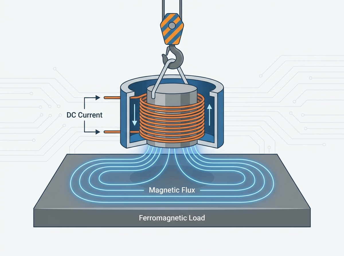 Componentes de electroimanes de elevaci&oacute;n industrial.
